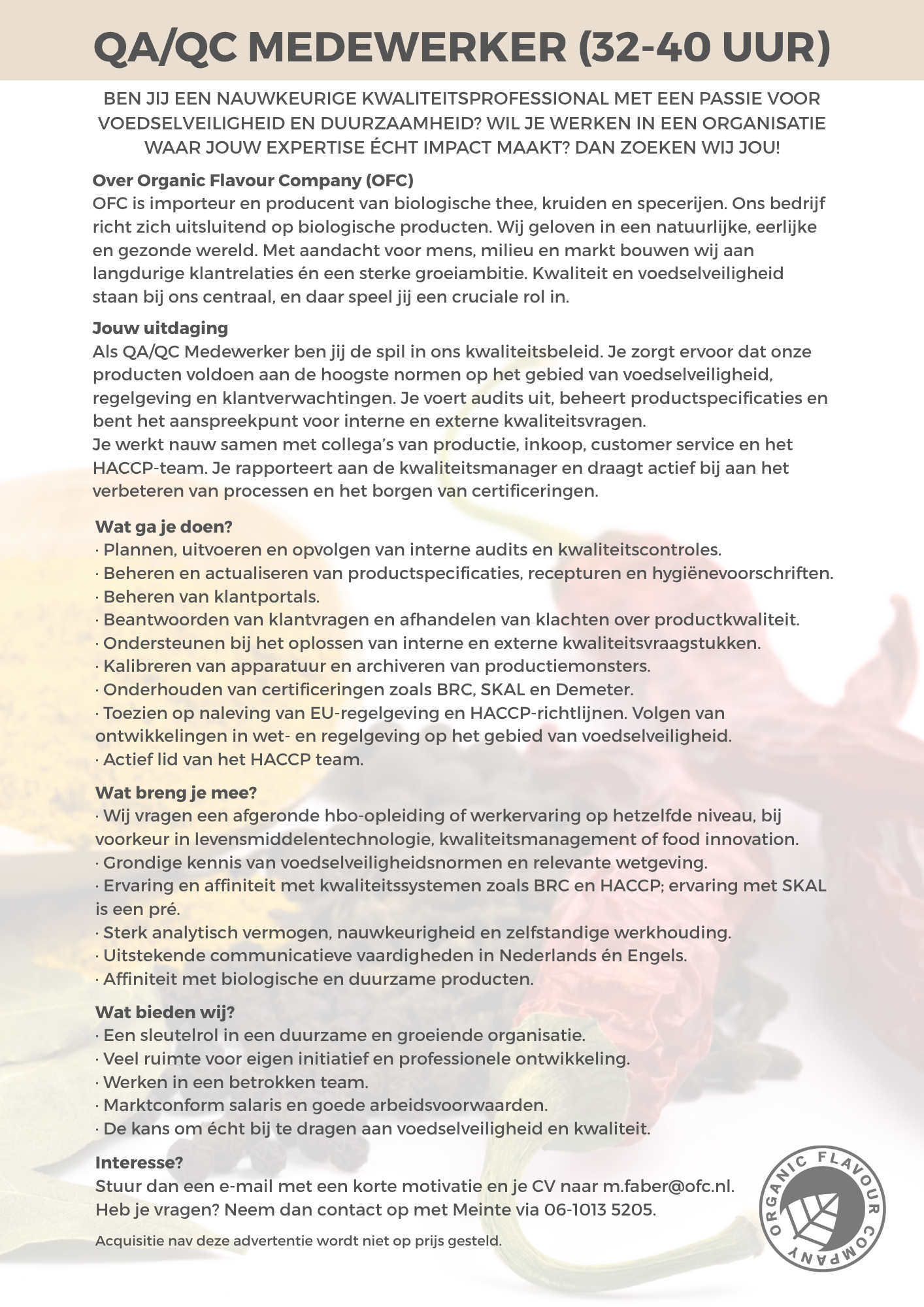 Vacature QAQC